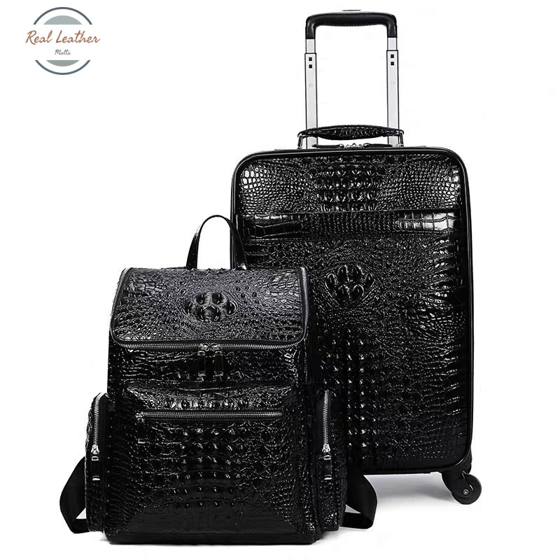 Crocodile Pattern Travel Luggage Suitcases
