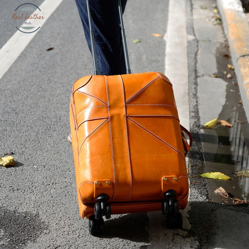 Genuine Leather Cabin Size Suitcase realleathermalta