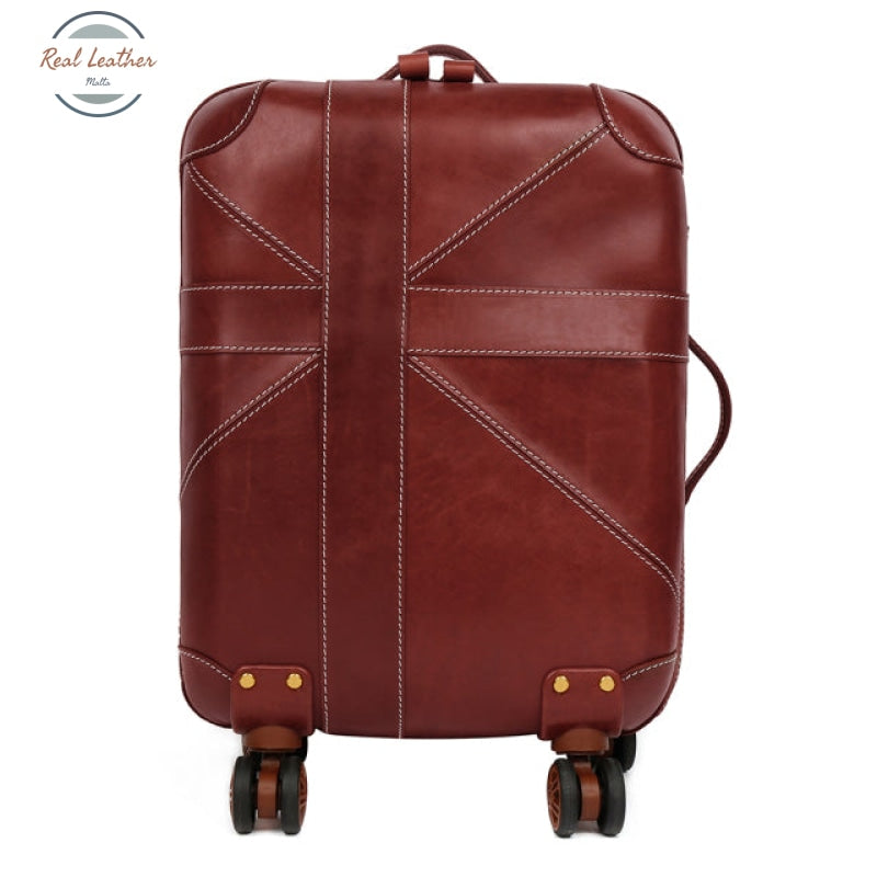 Genuine Leather Cabin Size Luggage Bag Burgundy & Bags