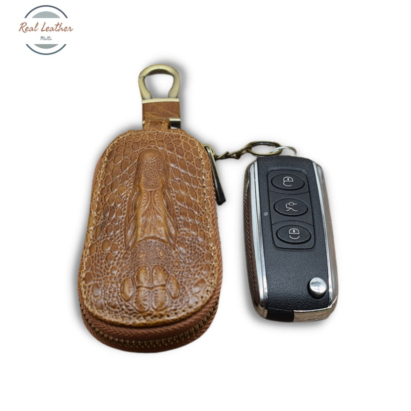 Genuine Leather Crocodile Pattern Car Key Holder