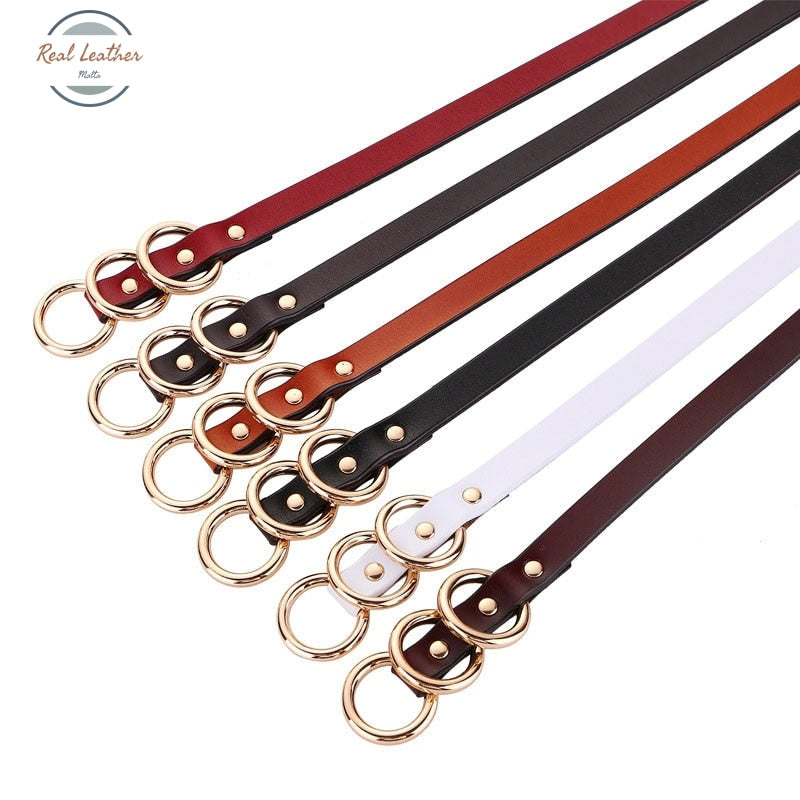 Genuine Leather Double Circle Slim Belt – realleathermalta