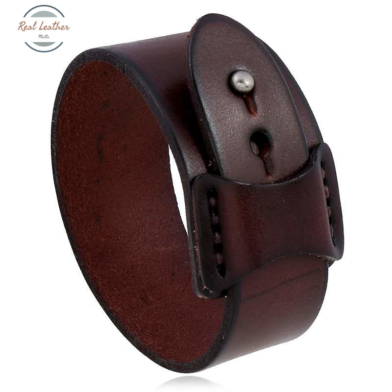 Genuine Leather Mens Cuff Wrist Band Bracelets