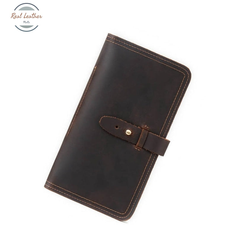 Genuine Leather Passport Holder / Long Wallet Coffee