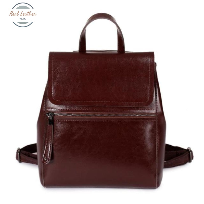 Johnature 2021 New Genuine Leather Backpack Women Bag Fashion Oil Wax Cowhide Solid Color Schoolbag
