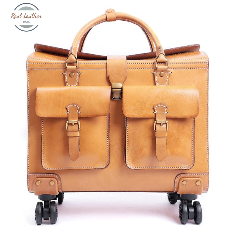 Vintage Leather Travel Luggage Brown