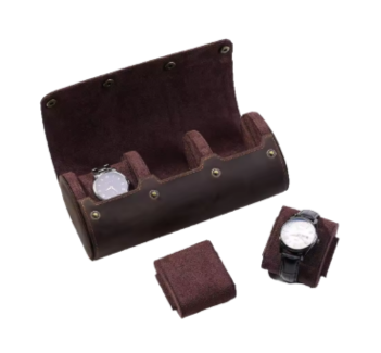Genuine Leather 3-Slot Watch Storage Box