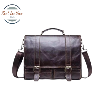 Genuine Cowhide Leather Business Briefcase for Men
