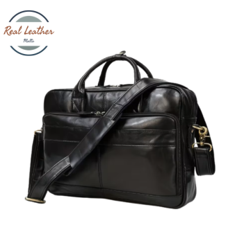 Genuine Cowhide Leather Men's Laptop Briefcase & Business Shoulder Bag