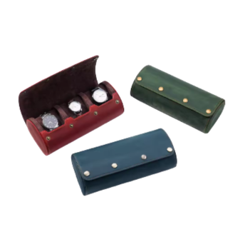 Genuine Leather 3-Slot Watch Storage Box