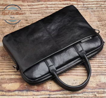 Genuine Cowhide Leather Men's Shoulder Bag & Commuter Briefcase