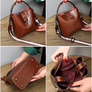 Women’s Genuine Leather Bucket Crossbody Bag