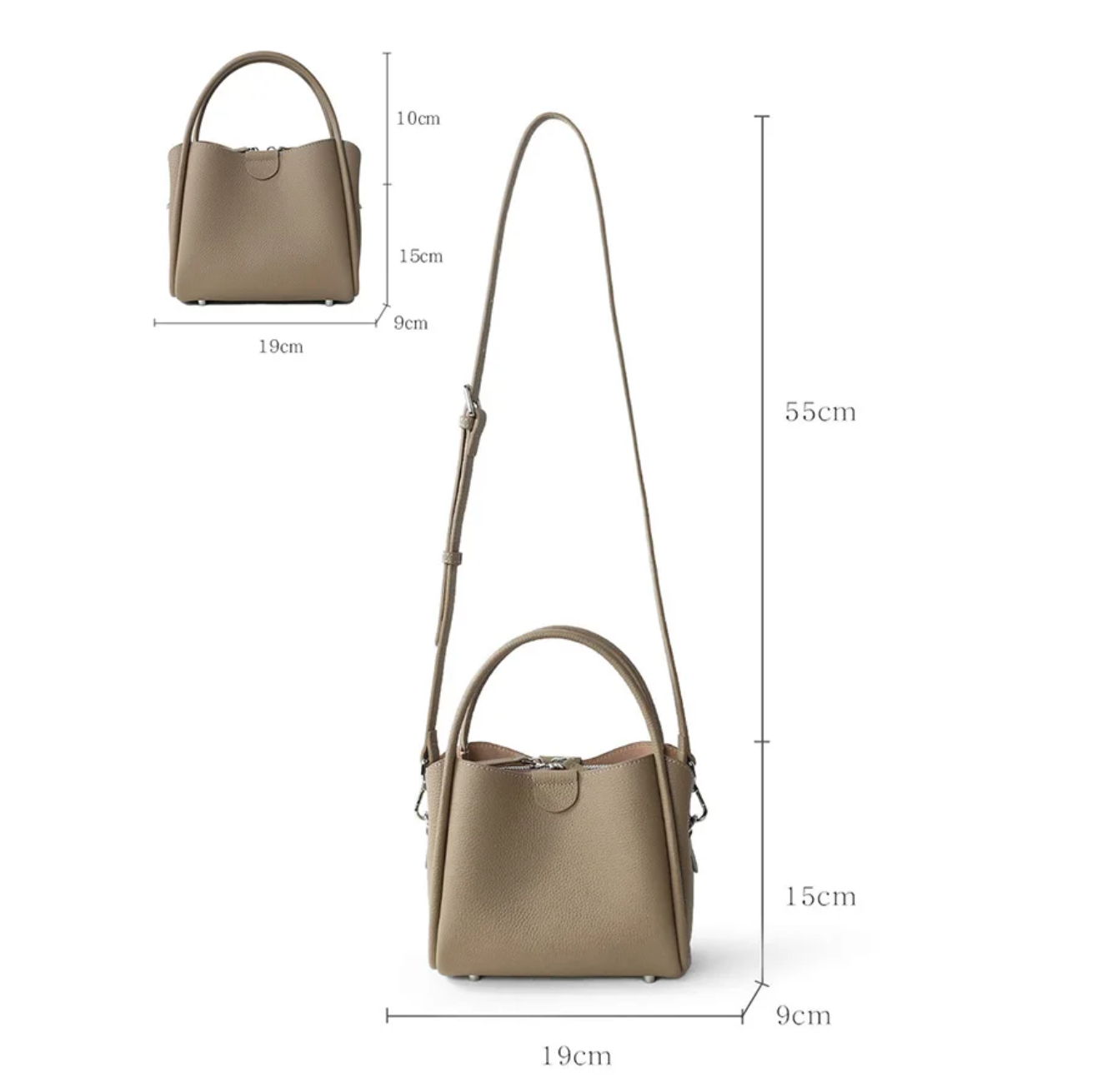 Mini Leather Bucket Crossbody Bag for Women