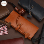 Genuine Leather Portable Tobacco Pipe Pouch Case