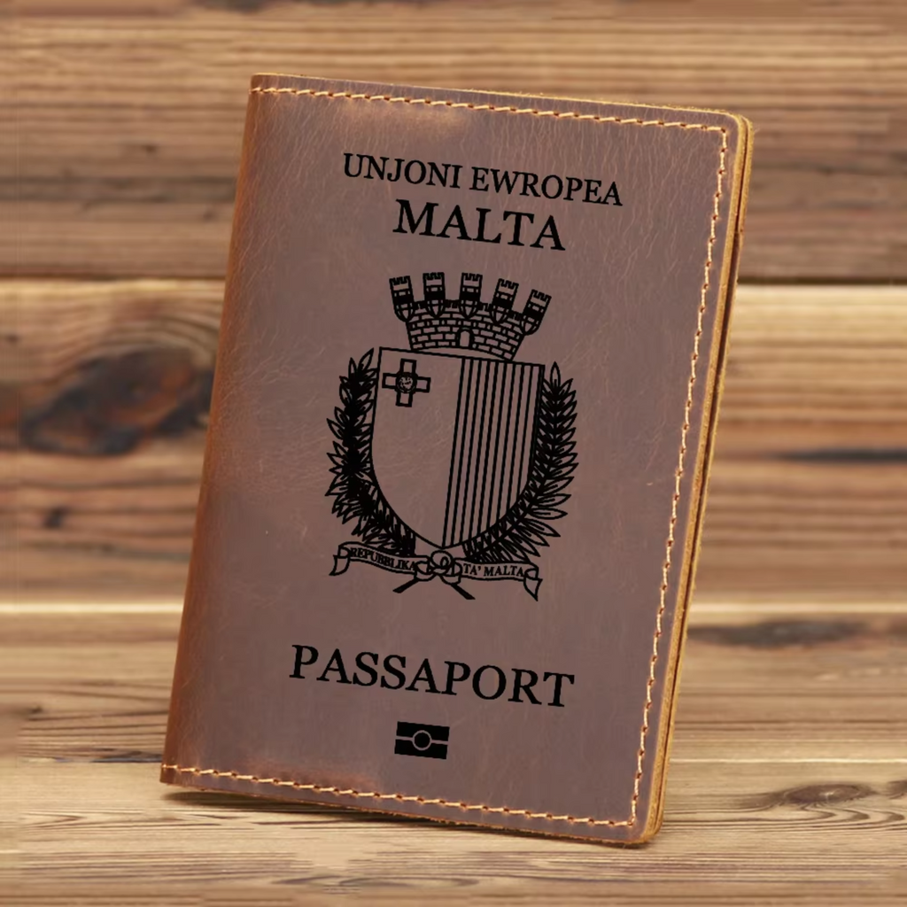 Genuine Leather Passport Cover For Malta