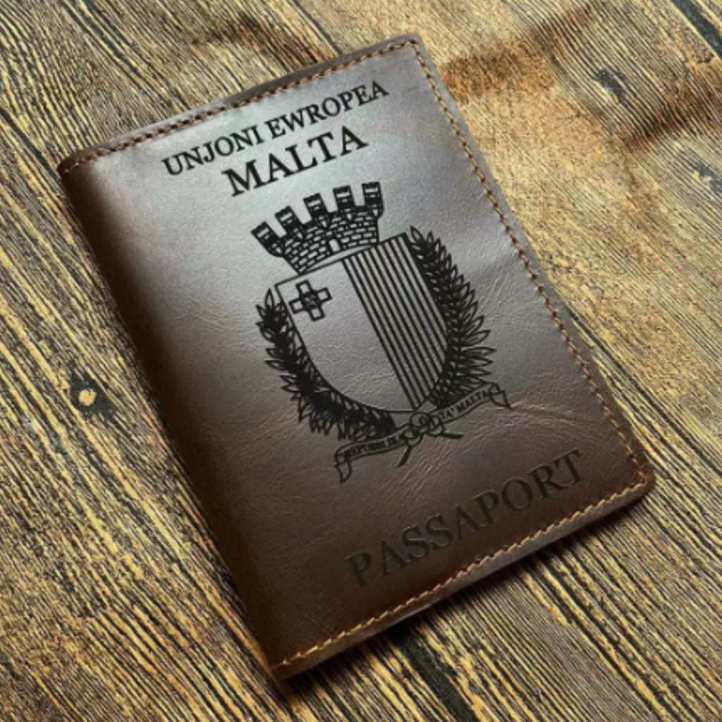 Genuine Leather Passport Cover For Malta