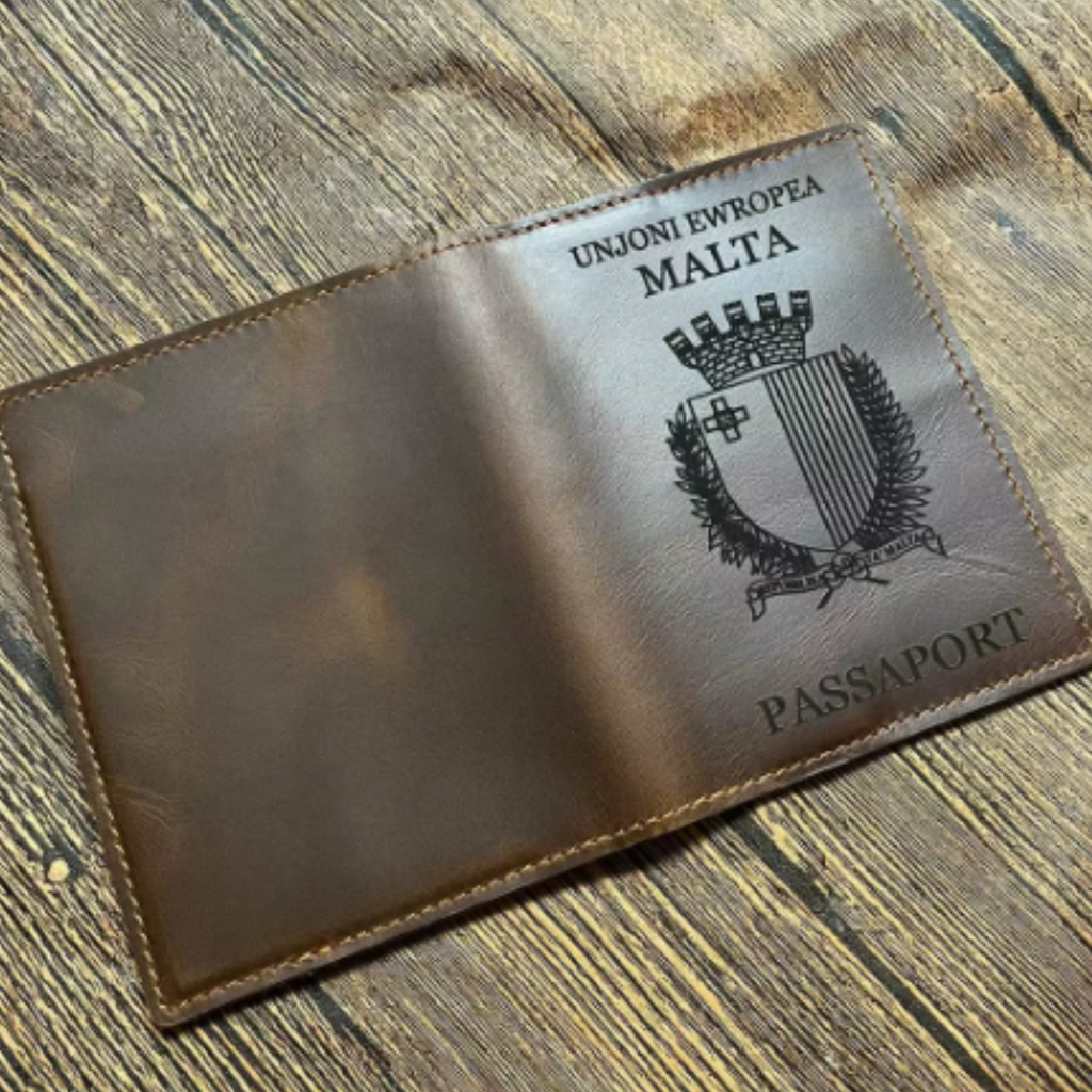 Genuine Leather Passport Cover For Malta