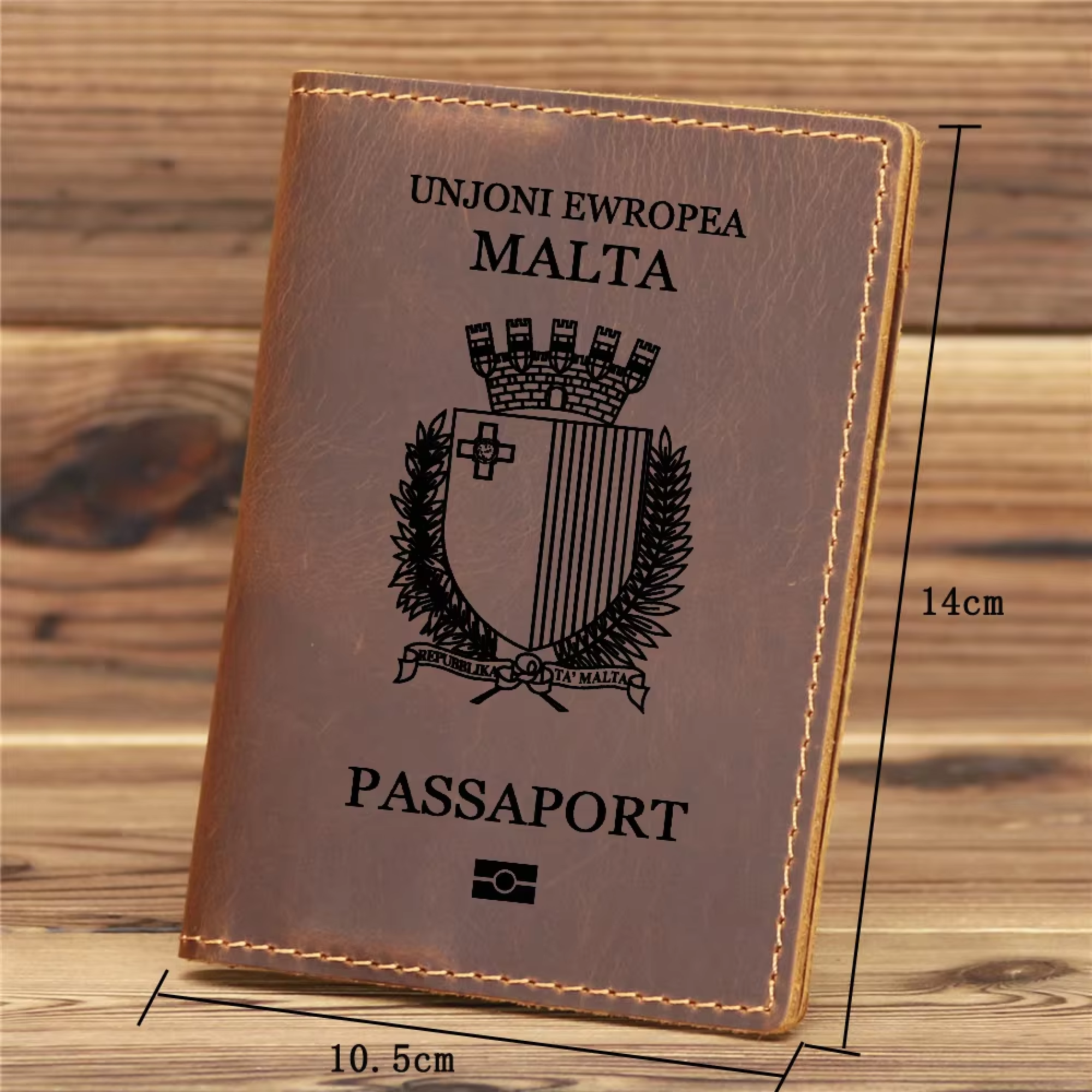 Genuine Leather Passport Cover For Malta