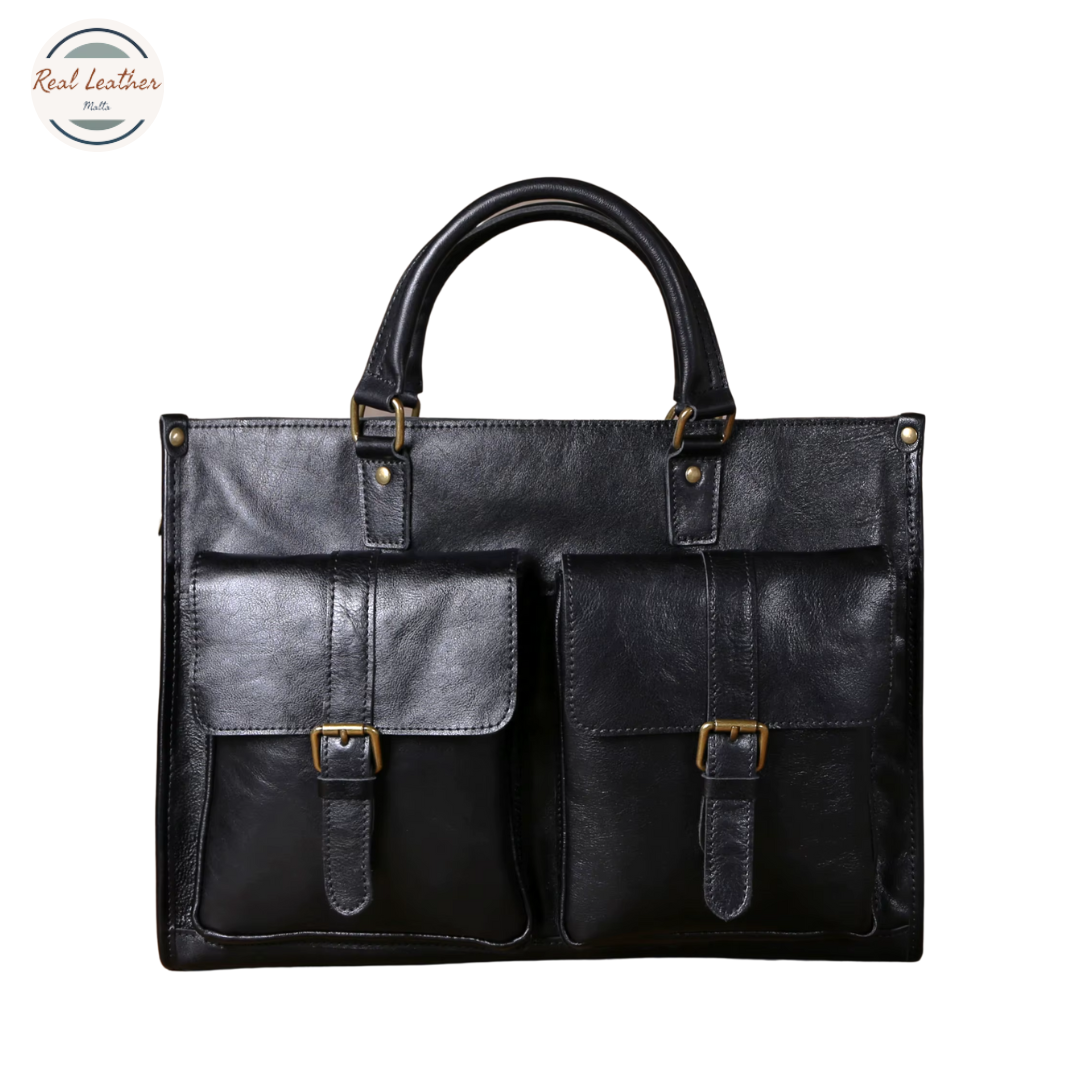 Genuine Leather Business Briefcase / 14" Laptop Bag