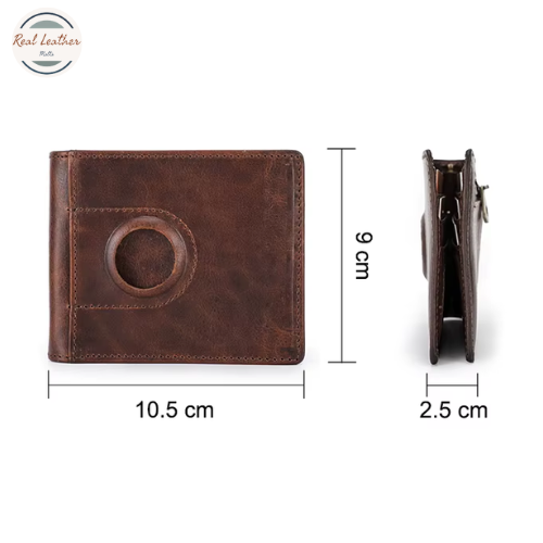 Genuine Leather Men Wallet RFID Money Clip Airtag Holder