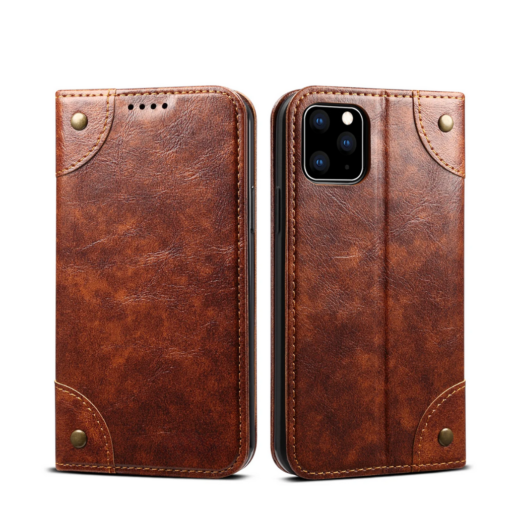 Genuine Leather Classic Flip Case for iPhone