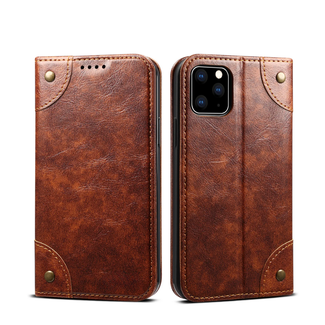Genuine Leather Classic Flip Case for iPhone