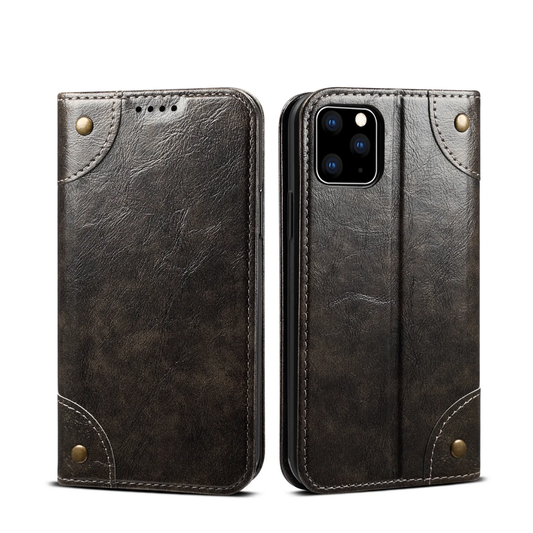 Genuine Leather Classic Flip Case for iPhone
