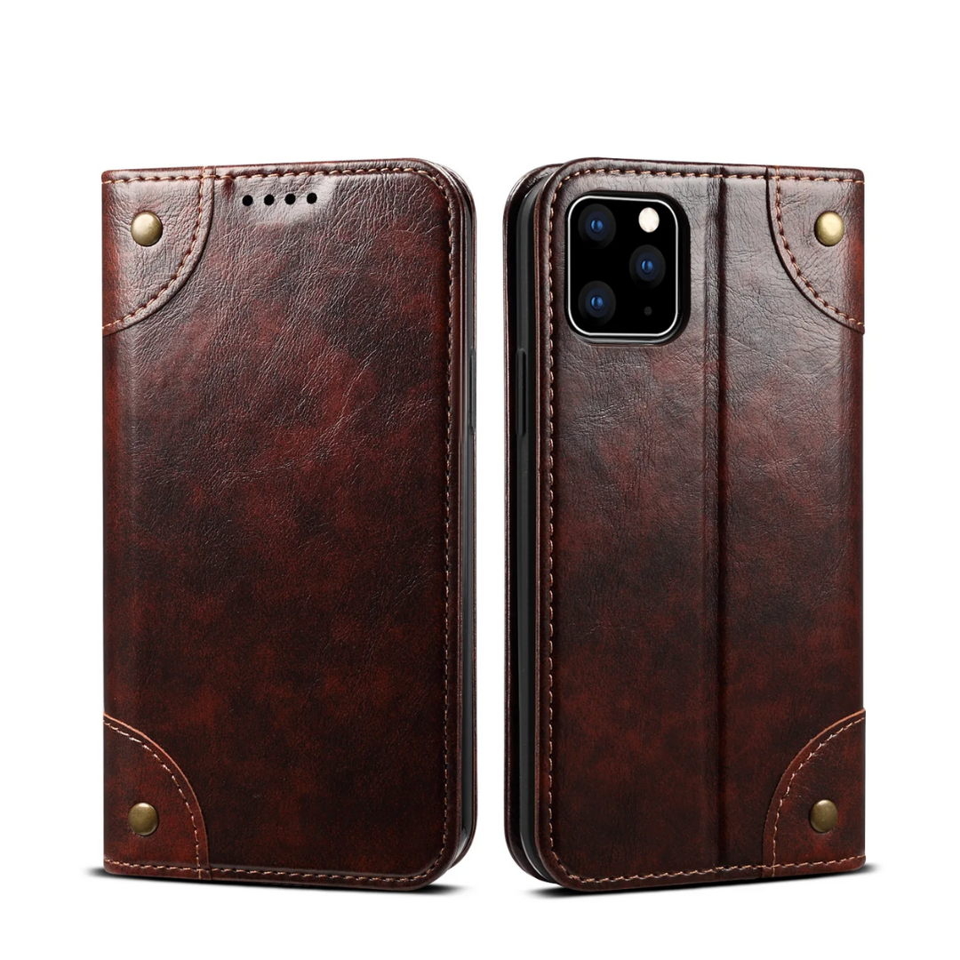 Genuine Leather Classic Flip Case for iPhone