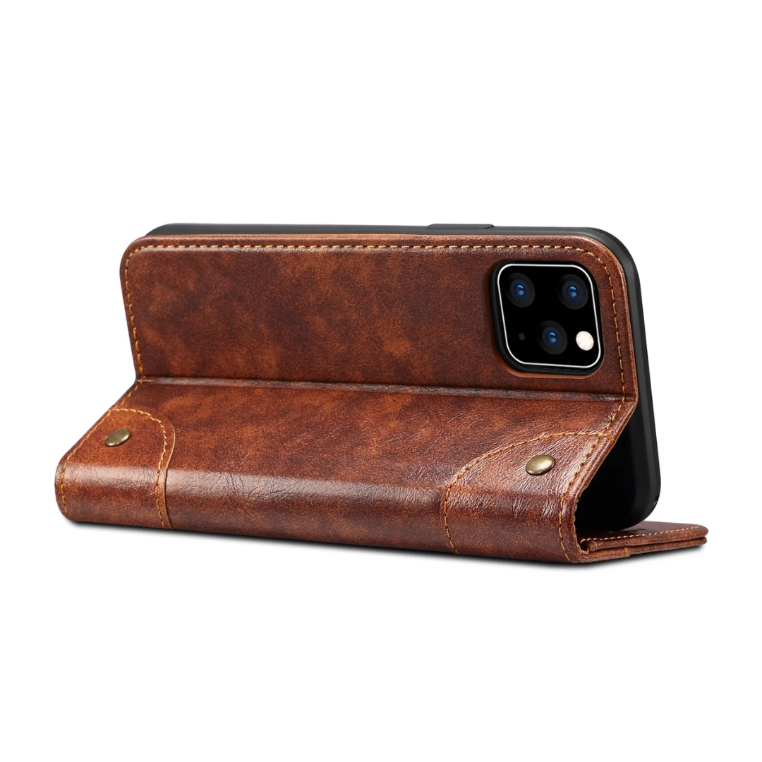 Genuine Leather Classic Flip Case for iPhone