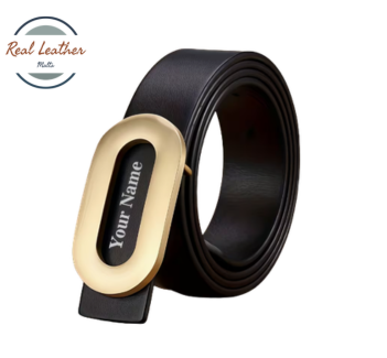 Personalized Genuine Leather Belt (1.5”) with Oval Brass Buckle