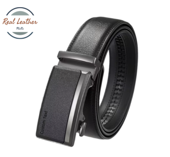 Personalized Engraved Top Layer Cowhide Leather Belt for Men with Automatic Buckle