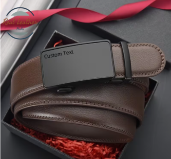 Personalized Engraved Top Layer Cowhide Leather Belt for Men with Automatic Buckle