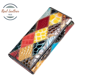 Genuine Leather Patchwork Ladies Wallet