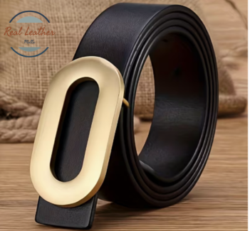 Personalized Genuine Leather Belt (1.5”) with Oval Brass Buckle