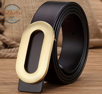 Personalized Genuine Leather Belt (1.5”) with Oval Brass Buckle