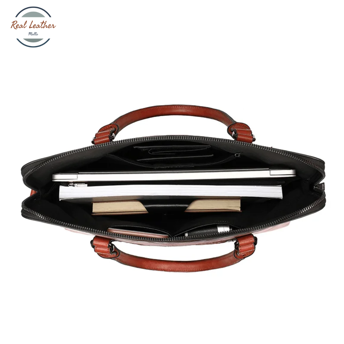 Genuine Leather Vintage Floral Embossed Briefcase for Women