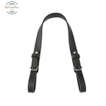 Adjustable Black Cowhide Leather Purse Strap Black