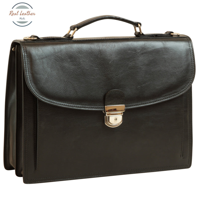 Briefcase with leather shoulder strap Black Briefcase