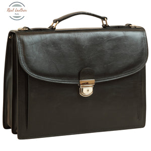 Briefcase with leather shoulder strap Black Briefcase