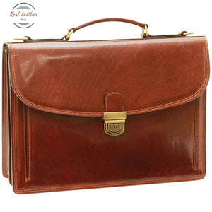 Briefcase with leather shoulder strap Brown Briefcase