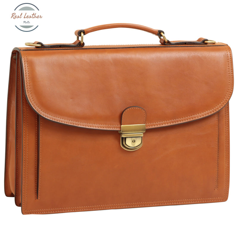 Briefcase with leather shoulder strap Brown colonial Briefcase