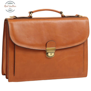 Briefcase with leather shoulder strap Brown colonial Briefcase