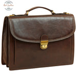 Briefcase with leather shoulder strap Dark Brown Briefcase