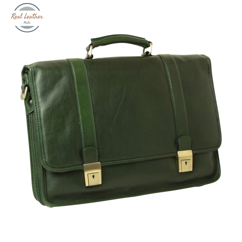 Calfskin Leather Briefcase Green Briefcases