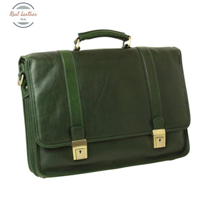 Calfskin Leather Briefcase Green Briefcases
