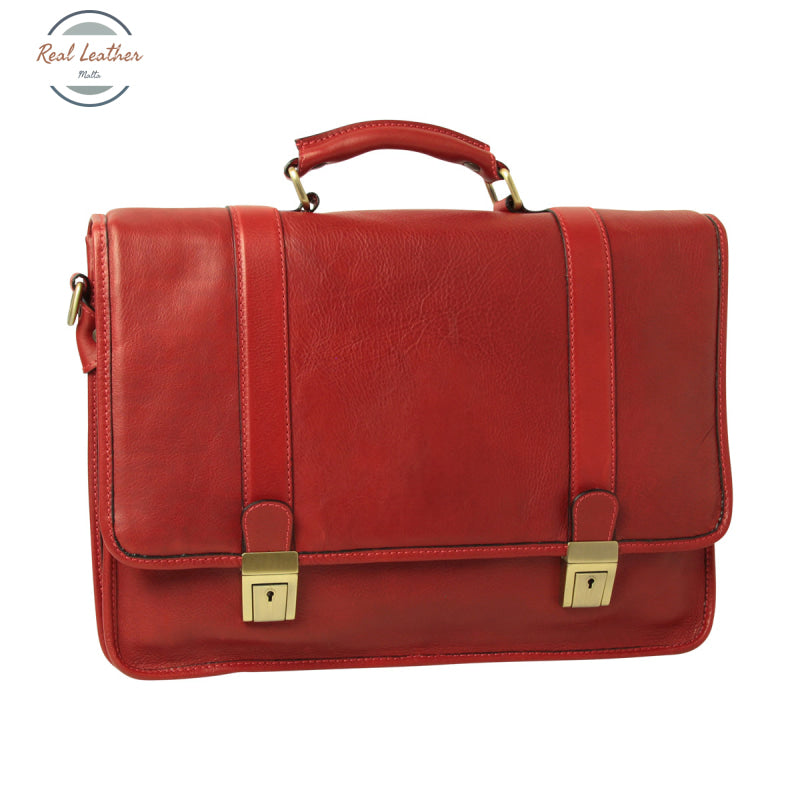 Calfskin Leather Briefcase Red Briefcases