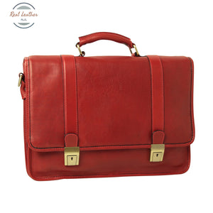 Calfskin Leather Briefcase Red Briefcases