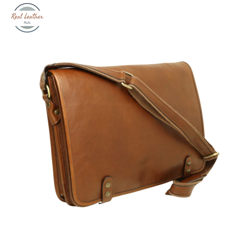 Calfskin Leather Messenger Bag Chestnut Messenger Bag