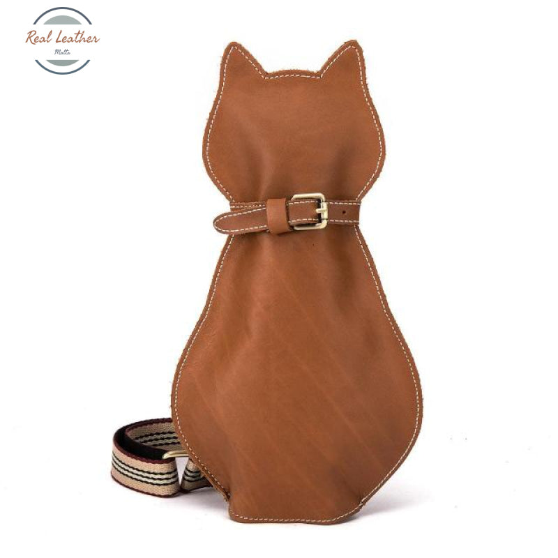 Cat-Shaped Cross Body Bag Brown