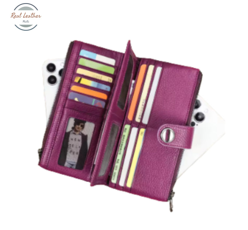 Cow Leather Women Wallet with AirTag Slot Wallet