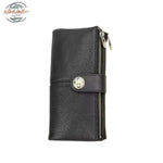 Cow Leather Women Wallet with AirTag Slot Black Wallet